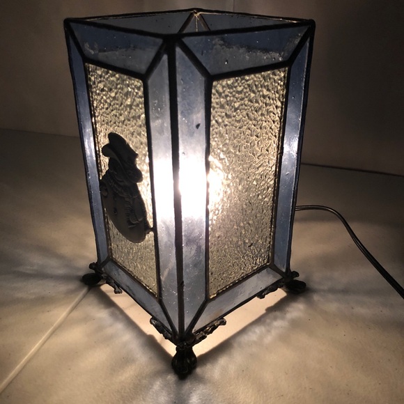 Christmas Snowman Blue Clear Glass Metal Table Lamp Night Light Electric - Picture 10 of 11